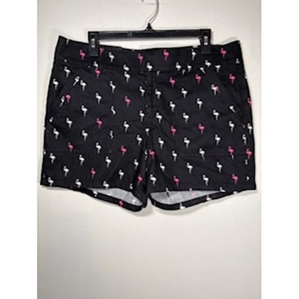 NWT BANANA REPUBLIC Flamingo Print Shorts 12 Black Pink Tropical Summer Vacation